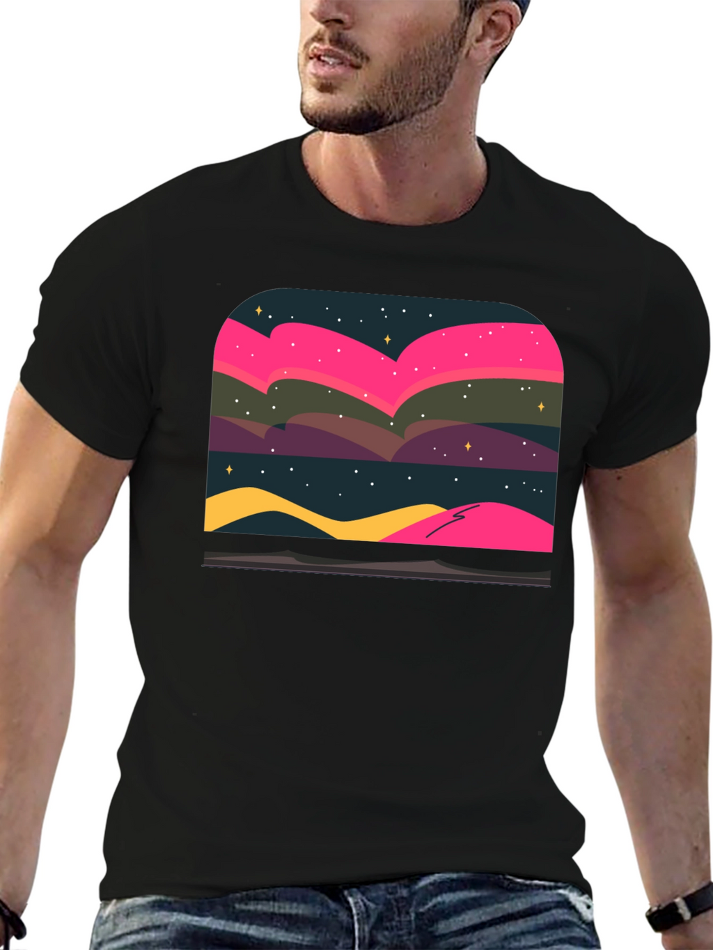 Northern Lights Graphic Tee - Black
