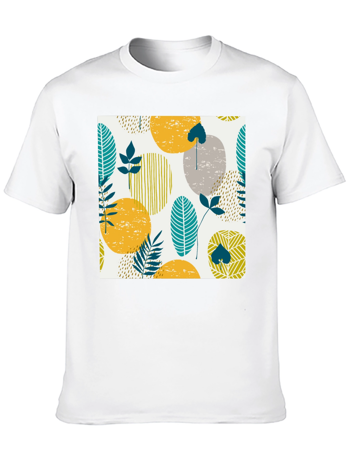 Modern Leaf Print Black T-Shirt