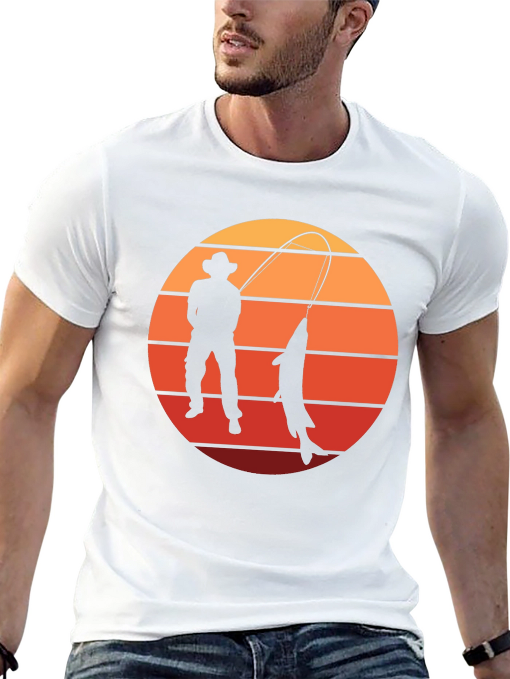 Fisherman Sunset Graphic T-Shirt