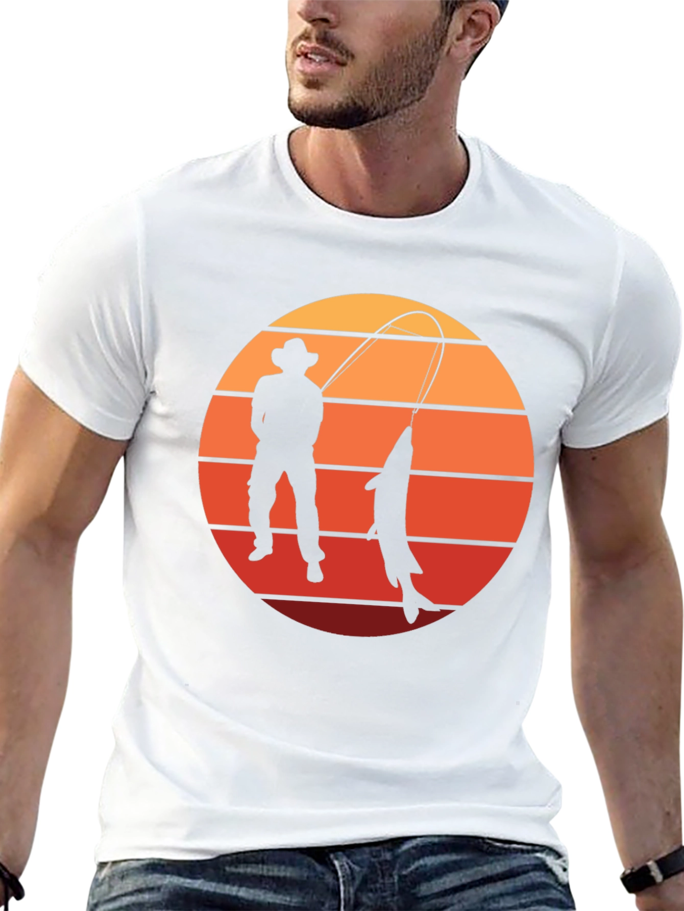 Fisherman Sunset Graphic T-Shirt