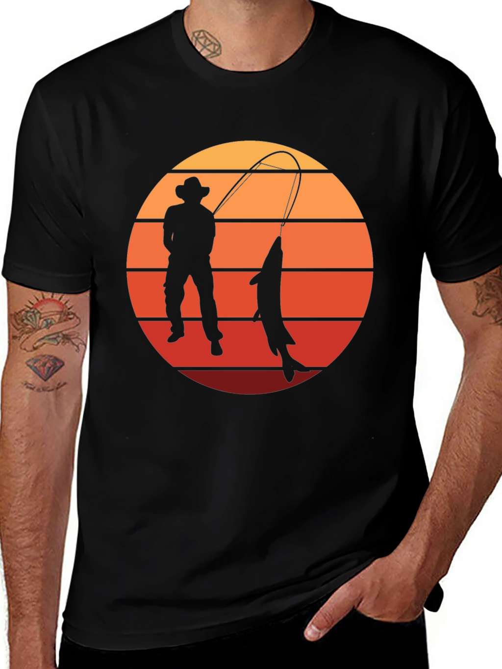 Fisherman Sunset Graphic T-Shirt