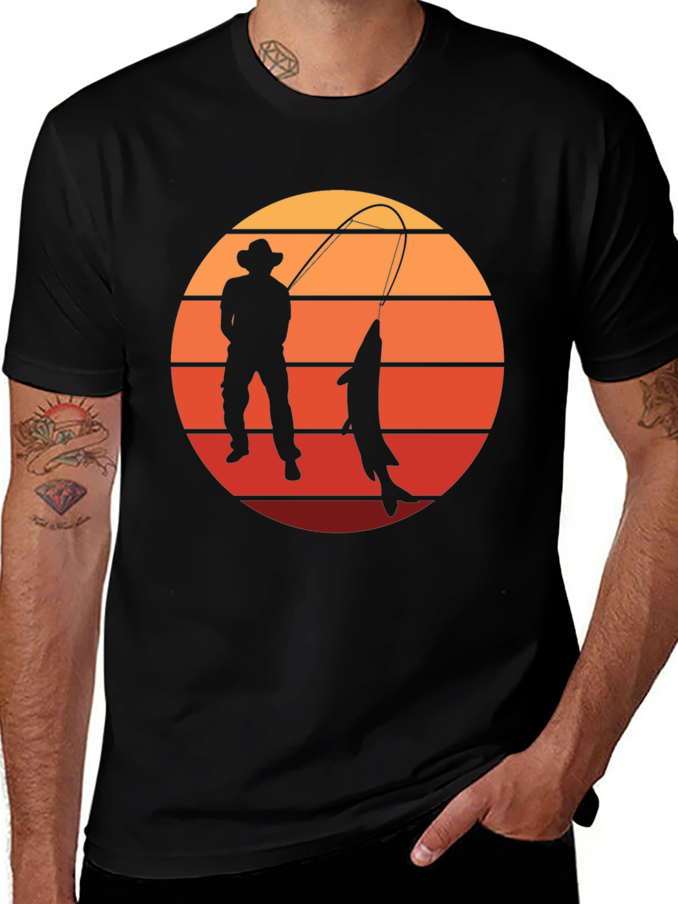 Fisherman Sunset Graphic T-Shirt