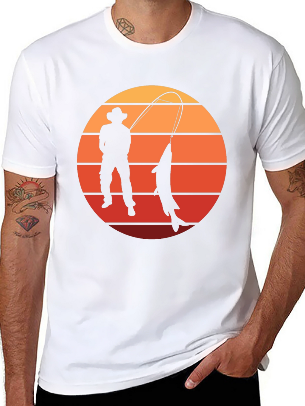 Fisherman Sunset Graphic T-Shirt