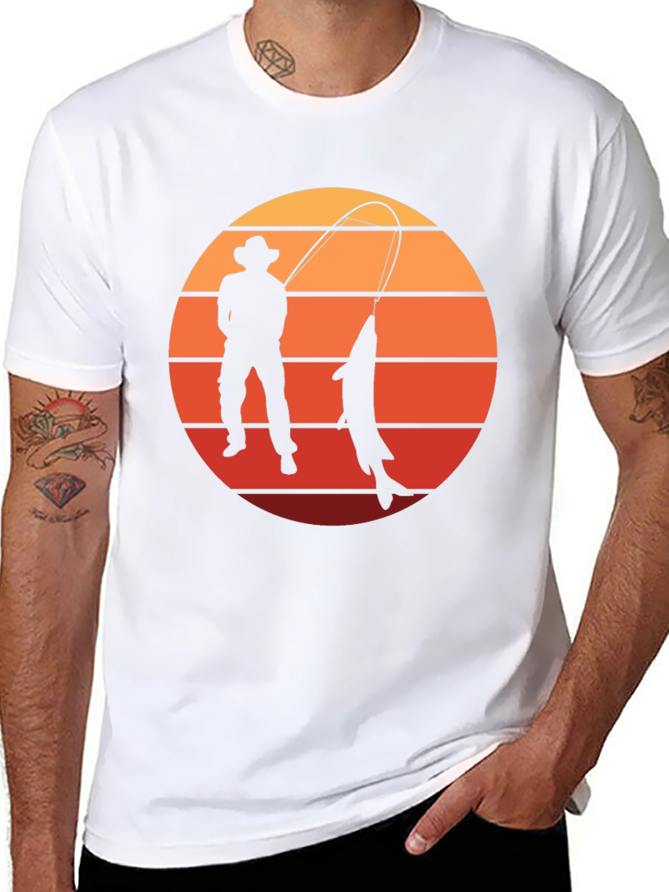 Fisherman Sunset Graphic T-Shirt