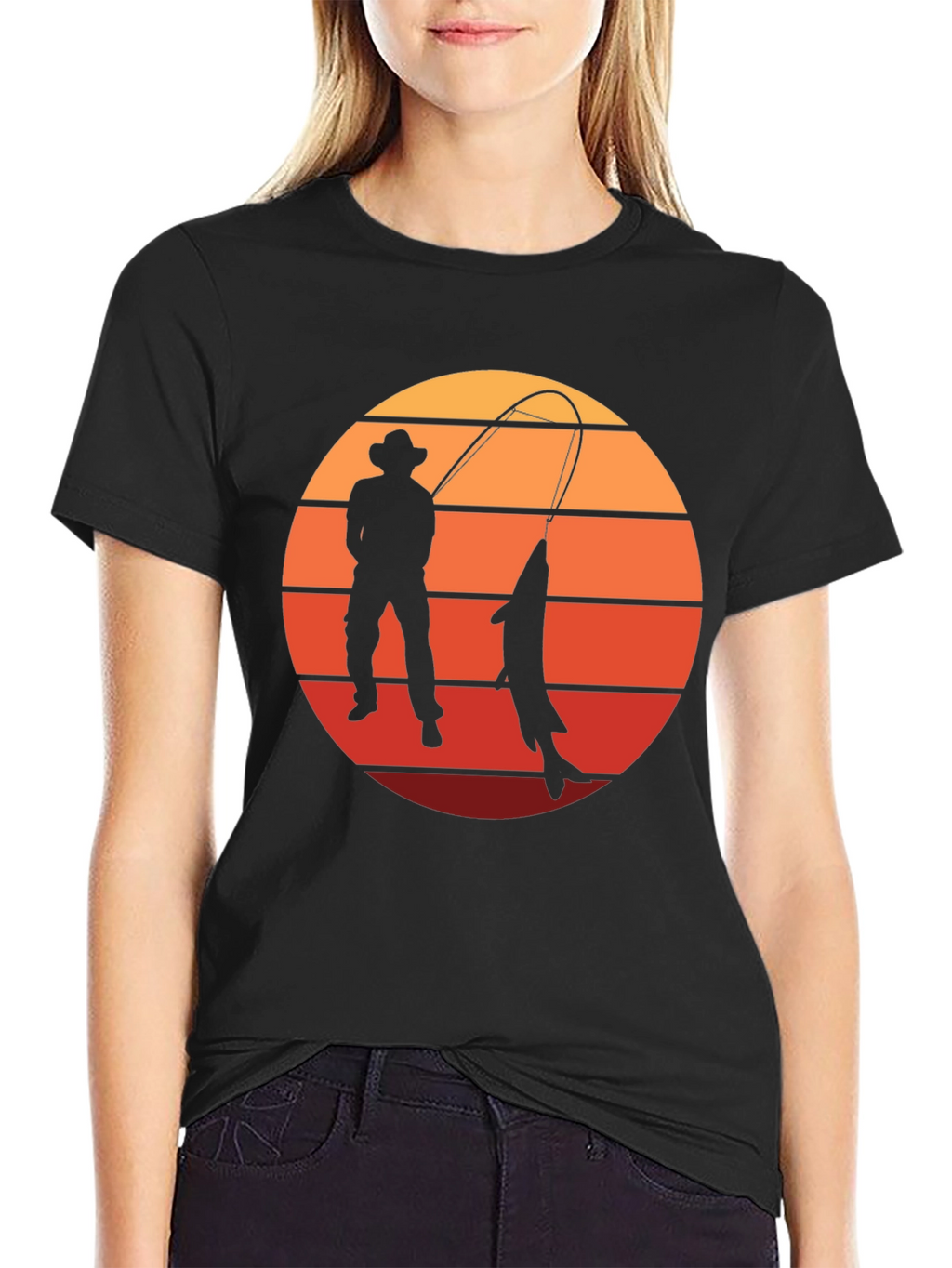 Fisherman Sunset Graphic T-Shirt