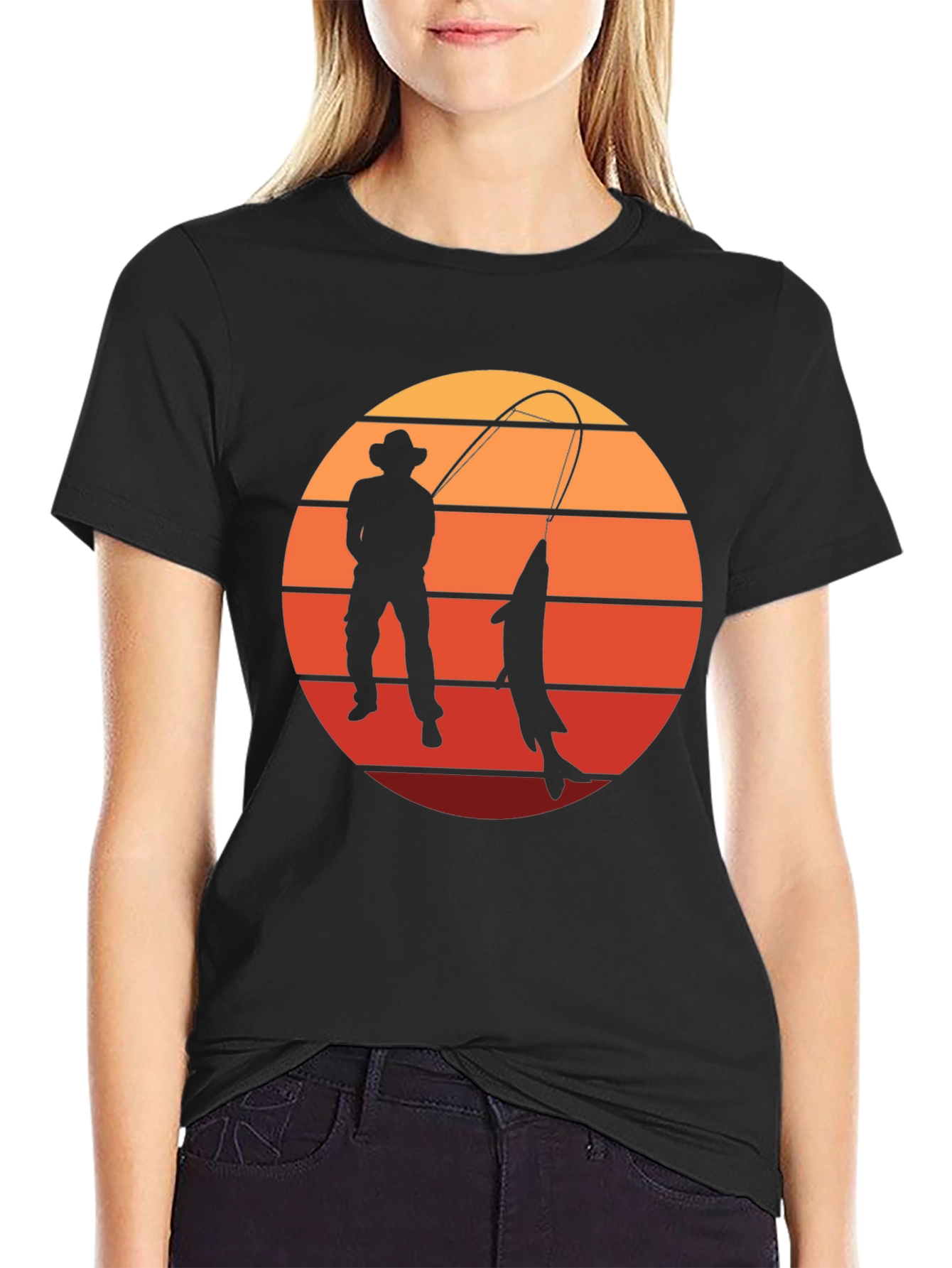 Fisherman Sunset Graphic T-Shirt