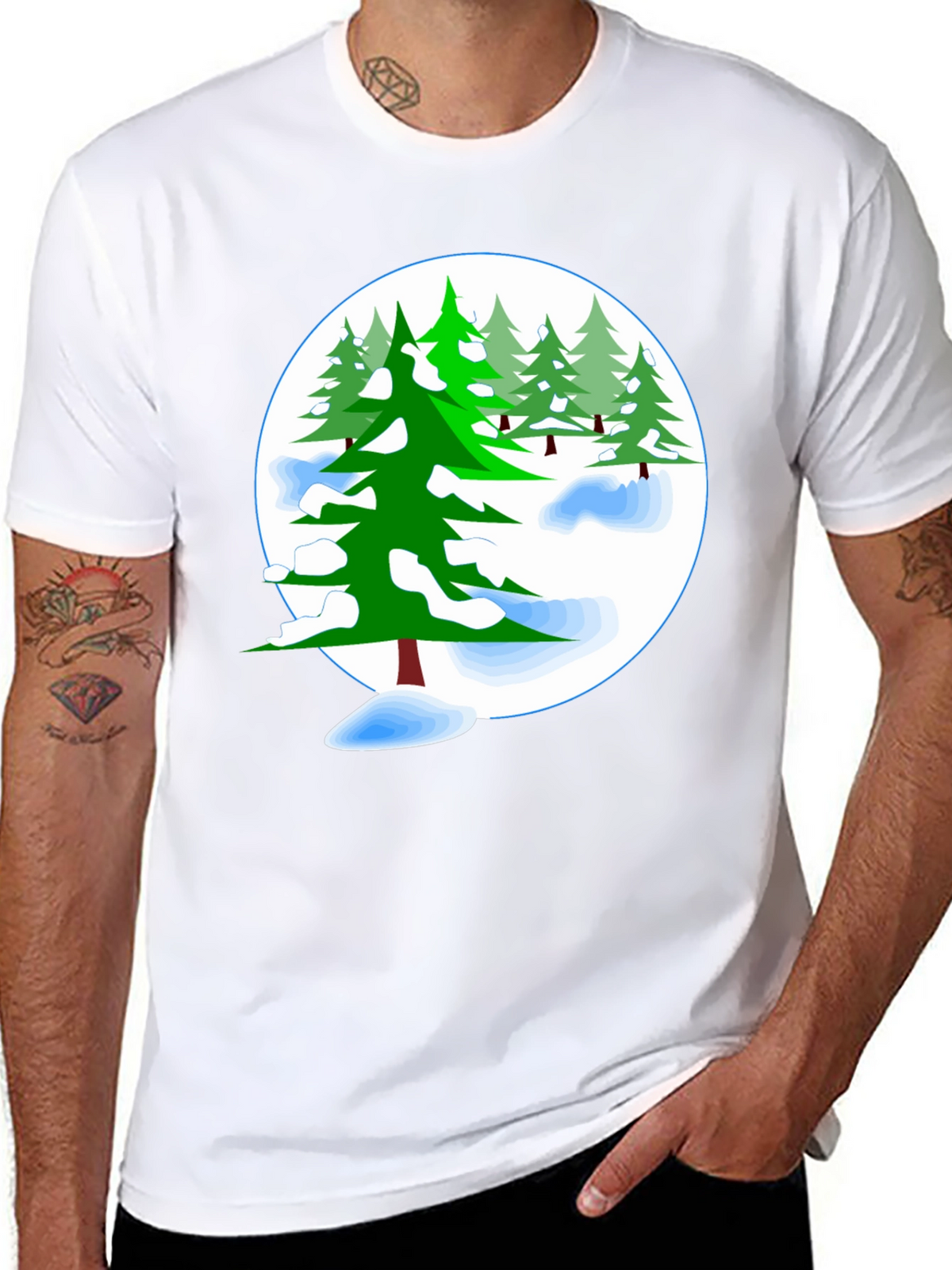 Winter Pine Tree Graphic T-Shirt