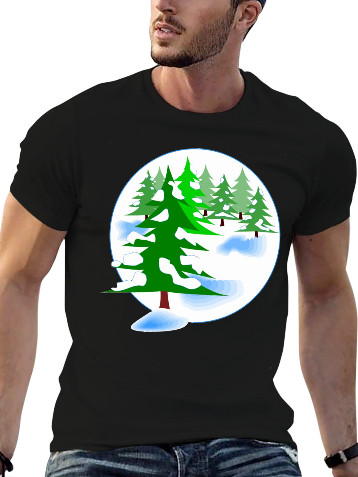 Winter Pine Tree Graphic T-Shirt