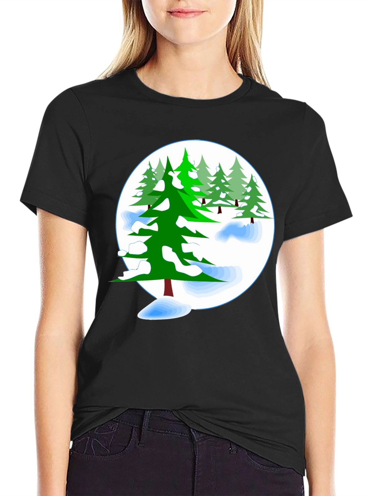 Winter Pine Tree Graphic T-Shirt