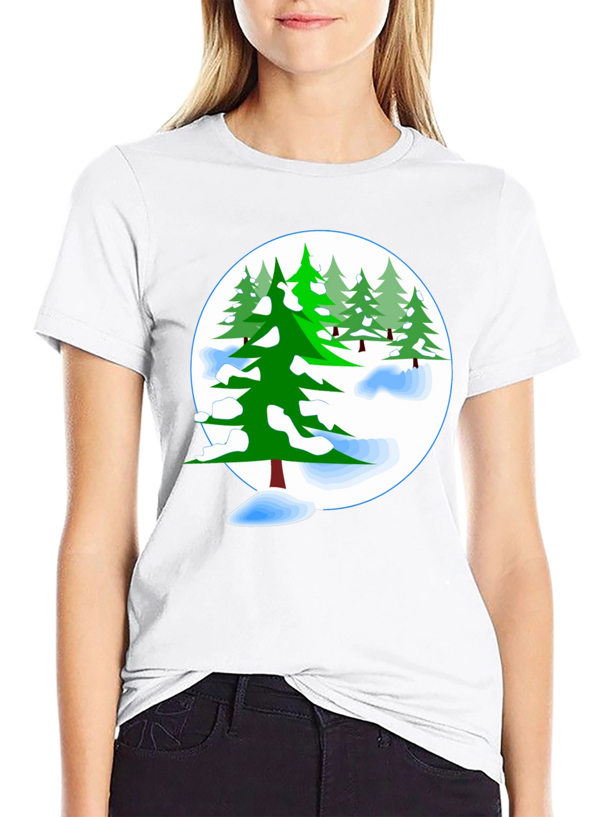 Winter Pine Tree Graphic T-Shirt