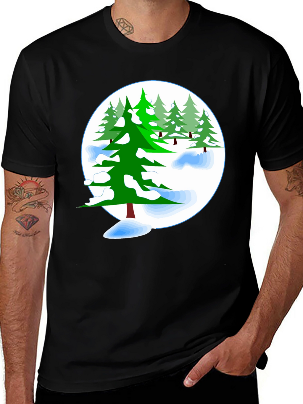 Winter Pine Tree Graphic T-Shirt