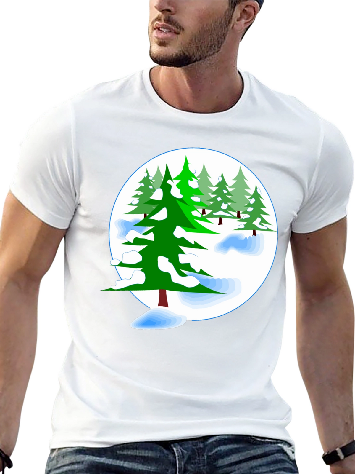 Winter Pine Tree Graphic T-Shirt