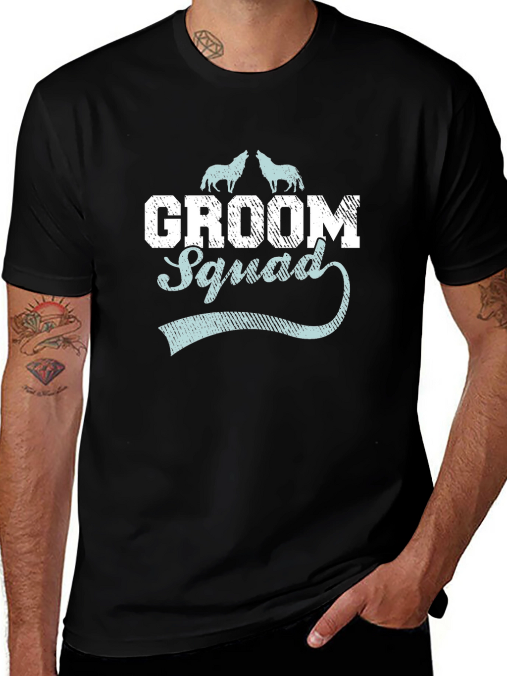 Groom Squad Wolf Graphic T-Shirt
