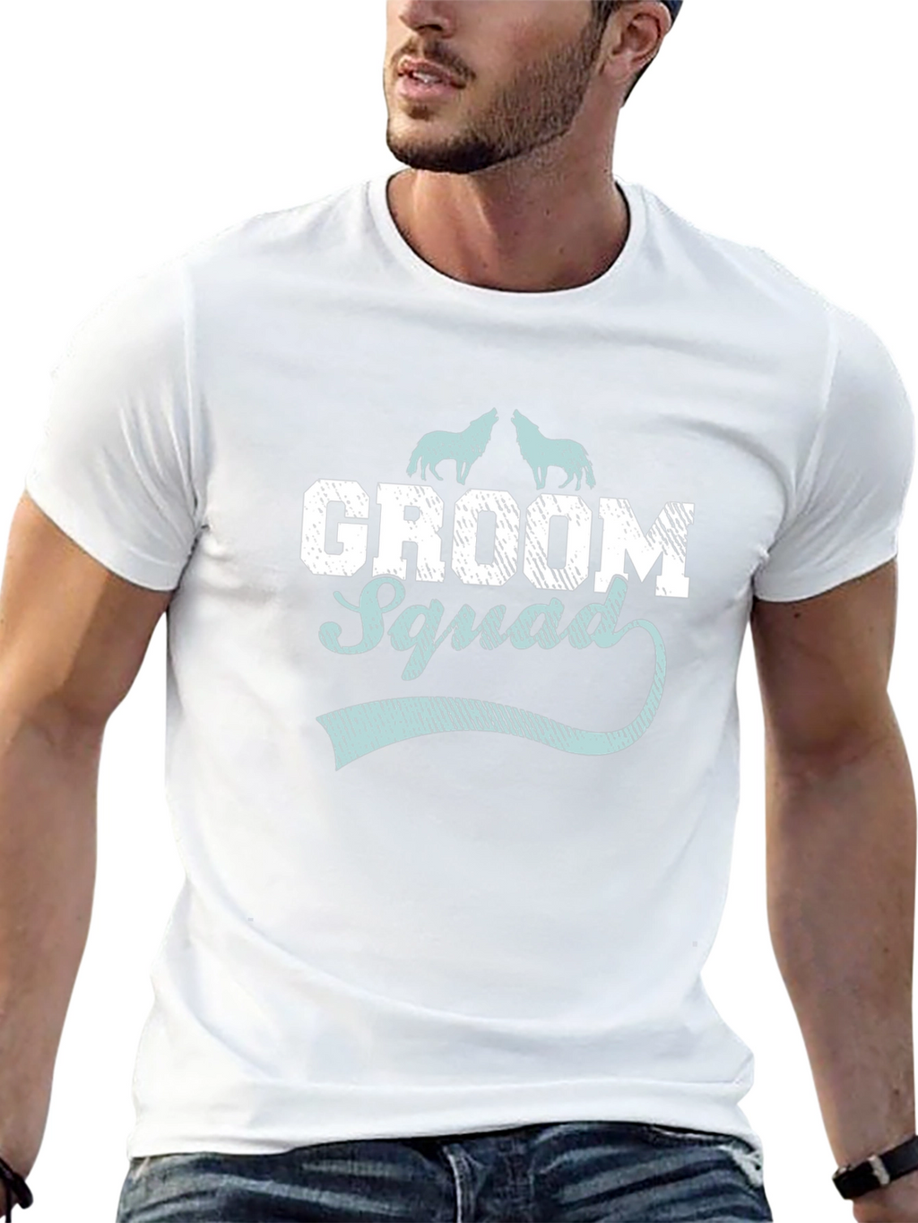 Groom Squad Wolf Graphic T-Shirt