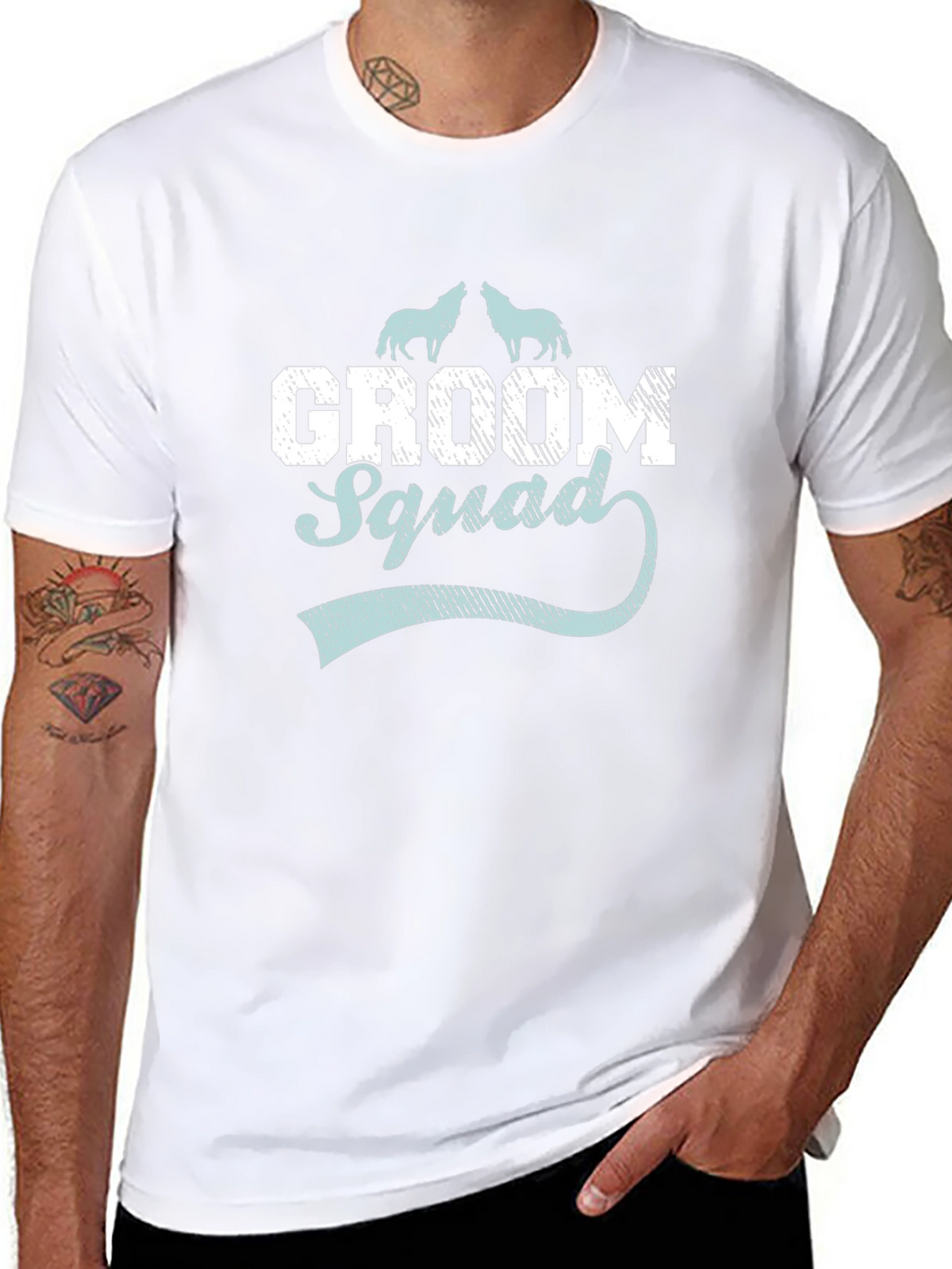 Groom Squad Wolf Graphic T-Shirt