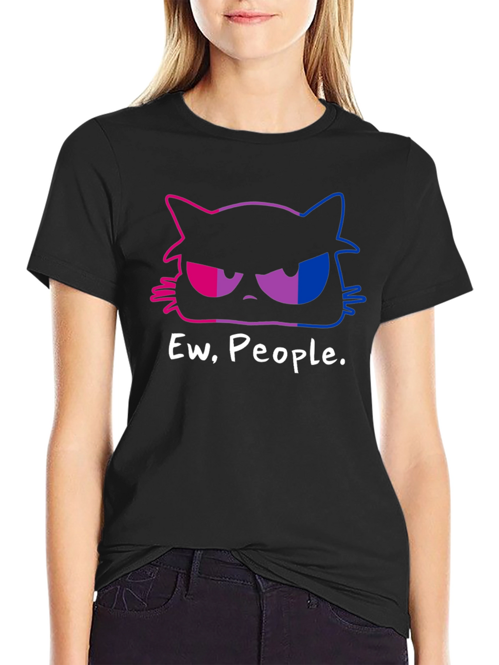 Grumpy Cat Ew People Bi Pride T-Shirt