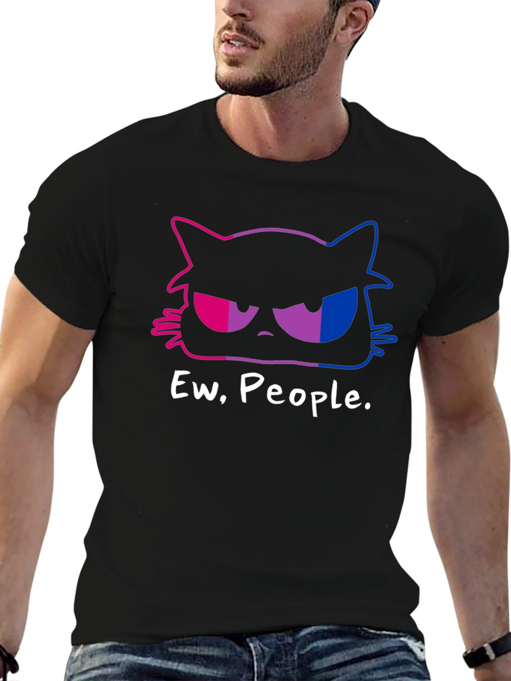 Grumpy Cat Ew People Bi Pride T-Shirt