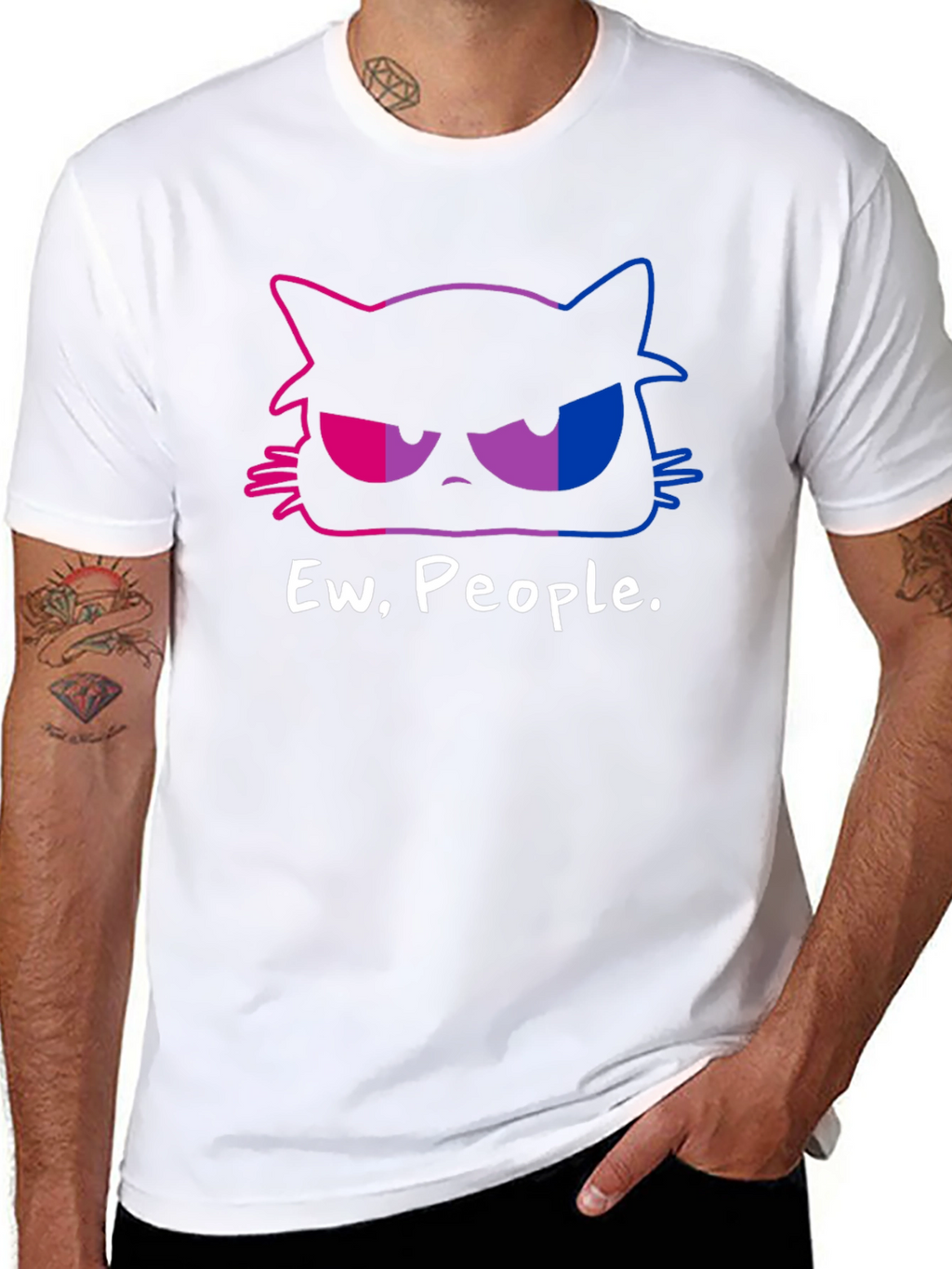 Grumpy Cat Ew People Bi Pride T-Shirt