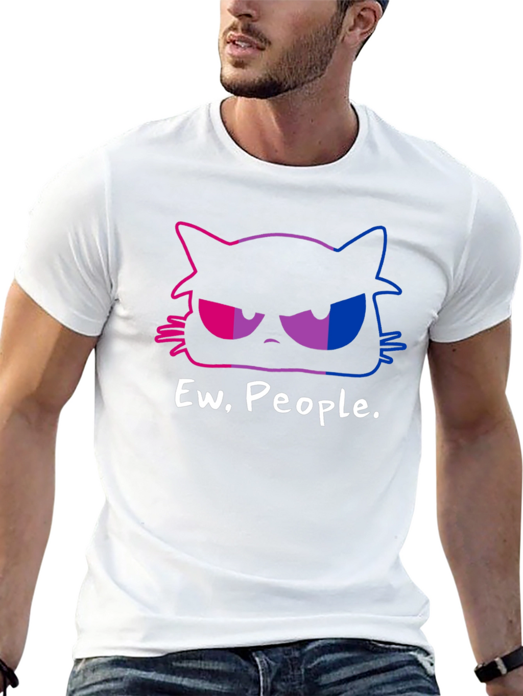 Grumpy Cat Ew People Bi Pride T-Shirt