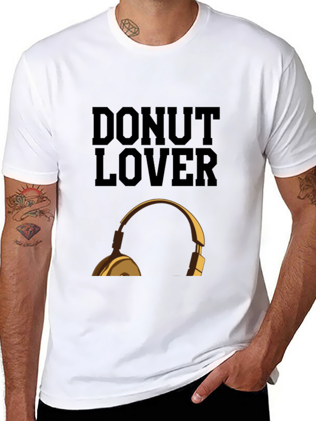 Donut Lover Headphones Graphic T-Shirt