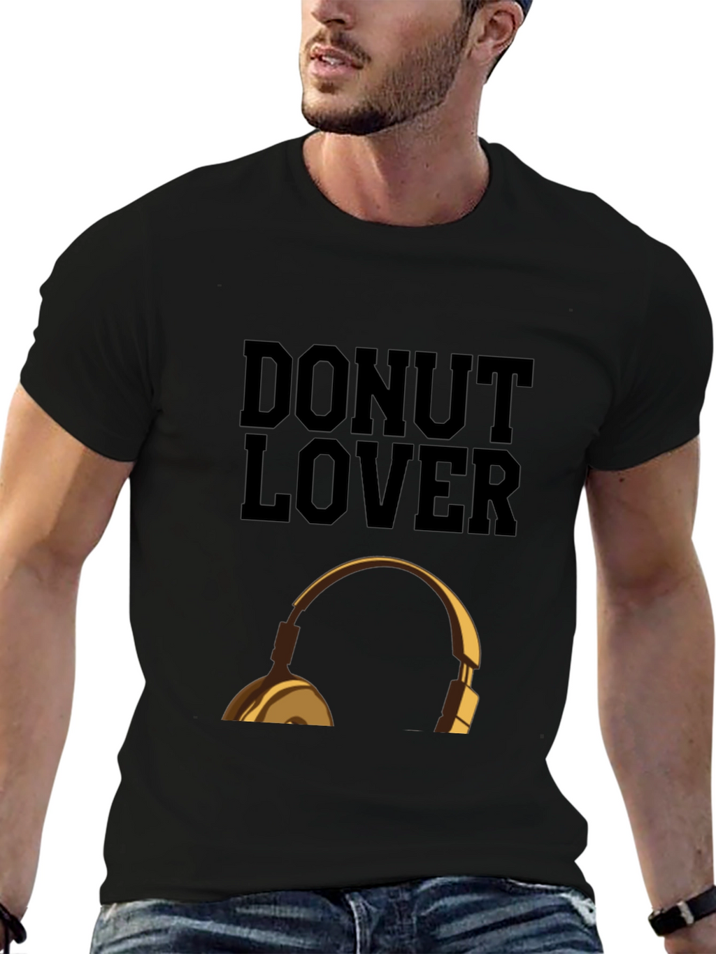 Donut Lover Headphones Graphic T-Shirt