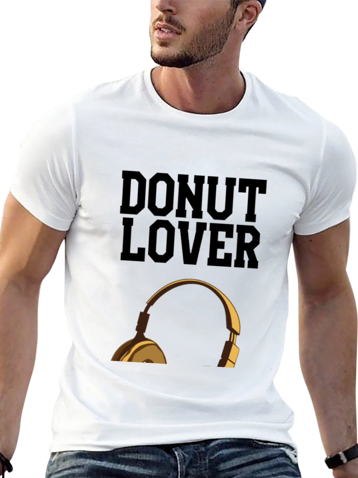 Donut Lover Headphones Graphic T-Shirt