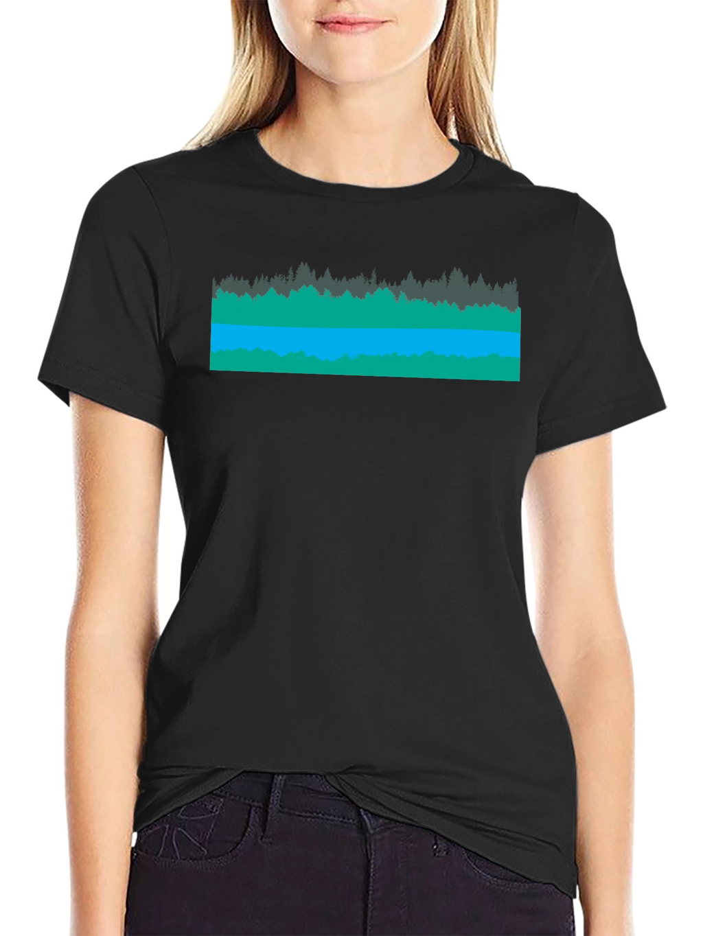 Nature Scene Graphic Black T-Shirt