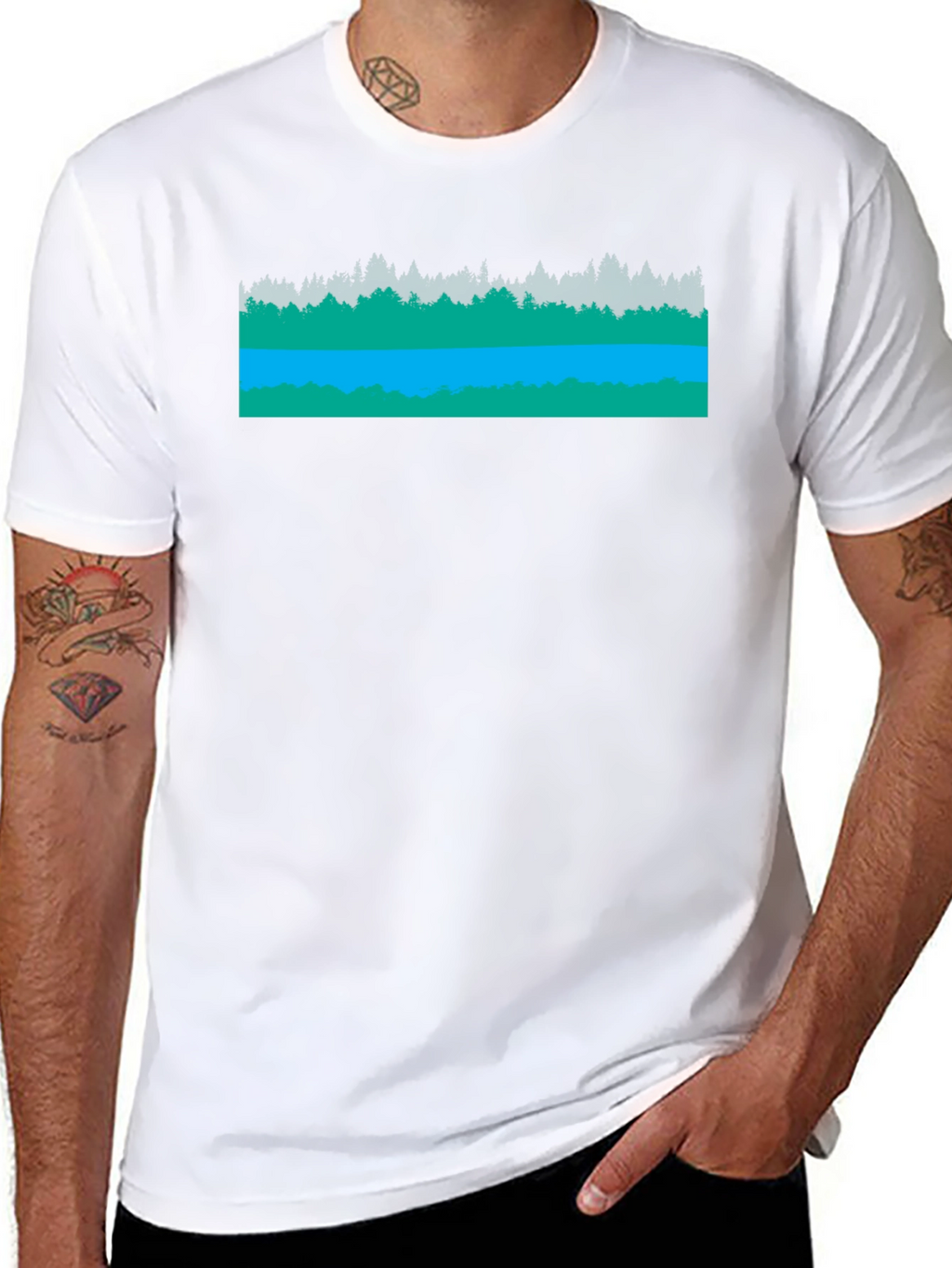 Nature Scene Graphic Black T-Shirt