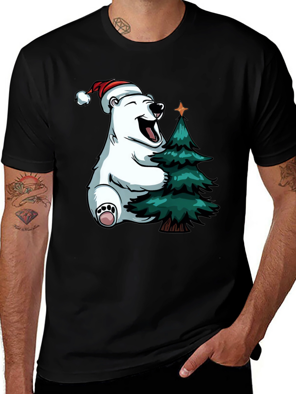 Festive Bear Hugs Christmas Tree - Holiday T-Shirt