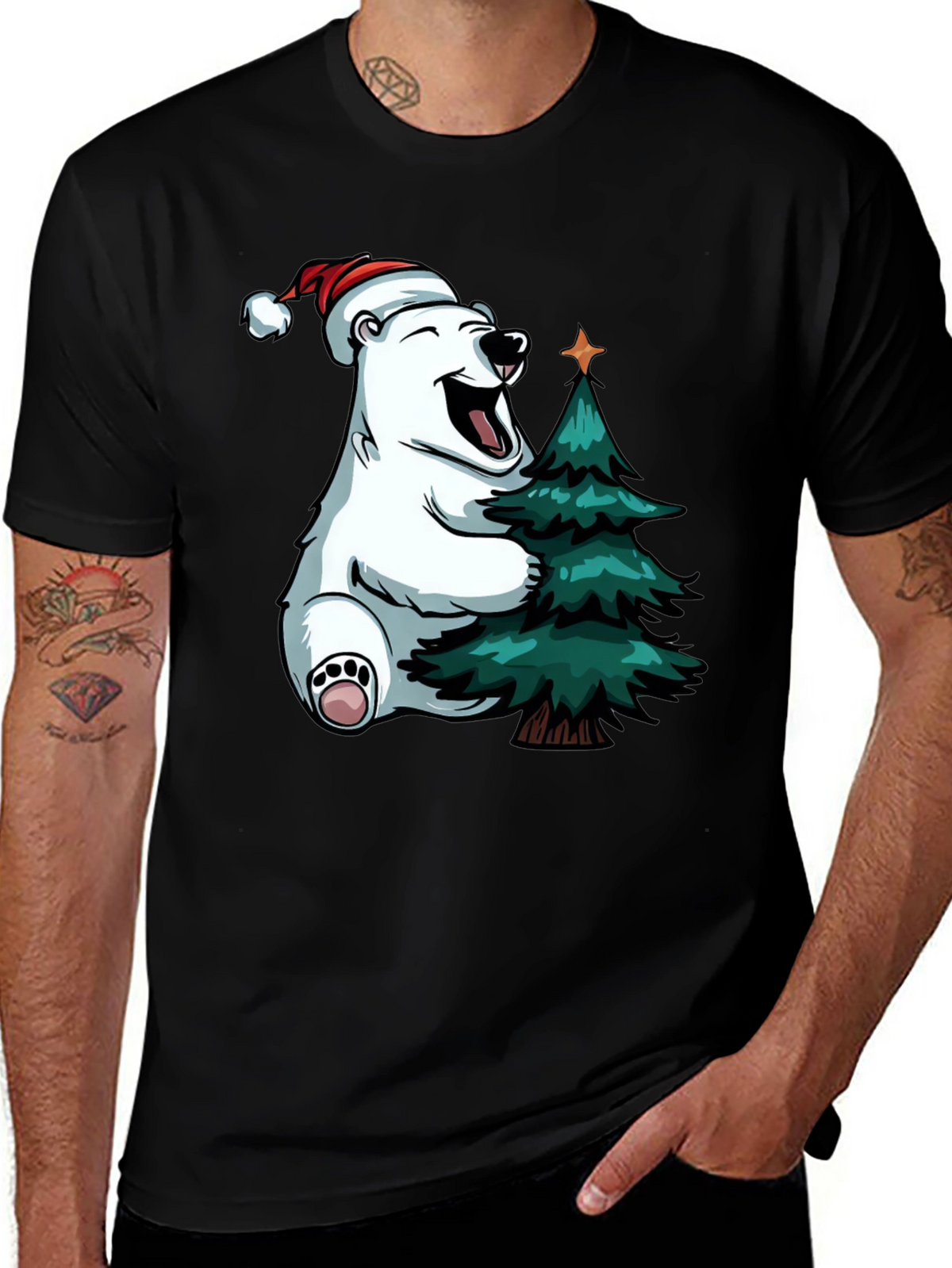 Festive Bear Hugs Christmas Tree - Holiday T-Shirt