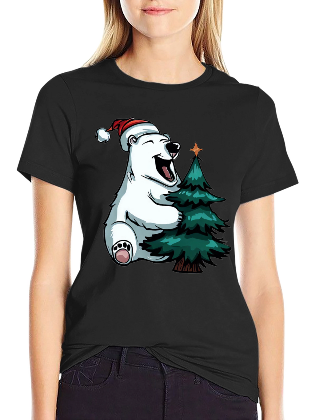 Festive Bear Hugs Christmas Tree - Holiday T-Shirt