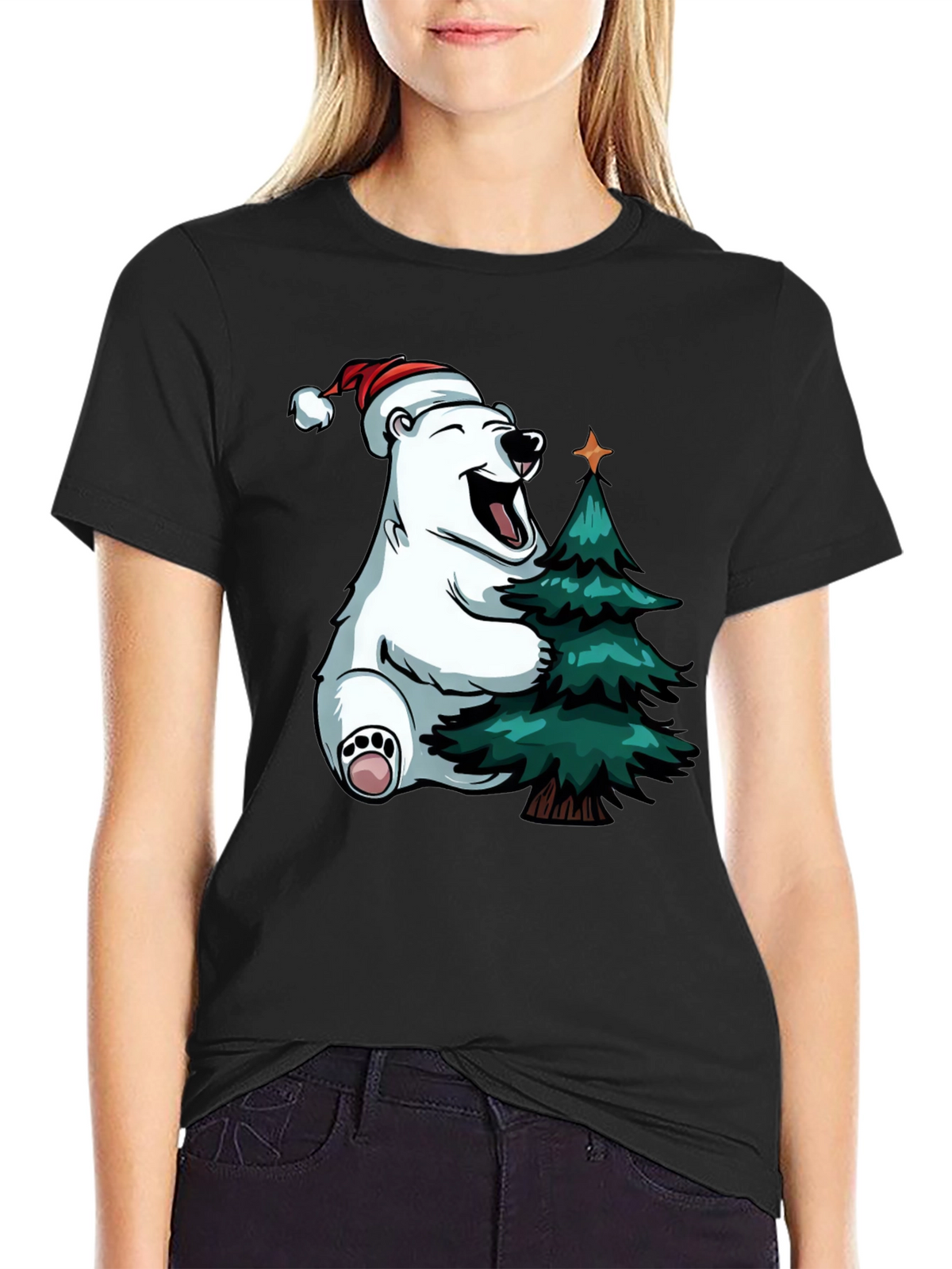 Festive Bear Hugs Christmas Tree - Holiday T-Shirt