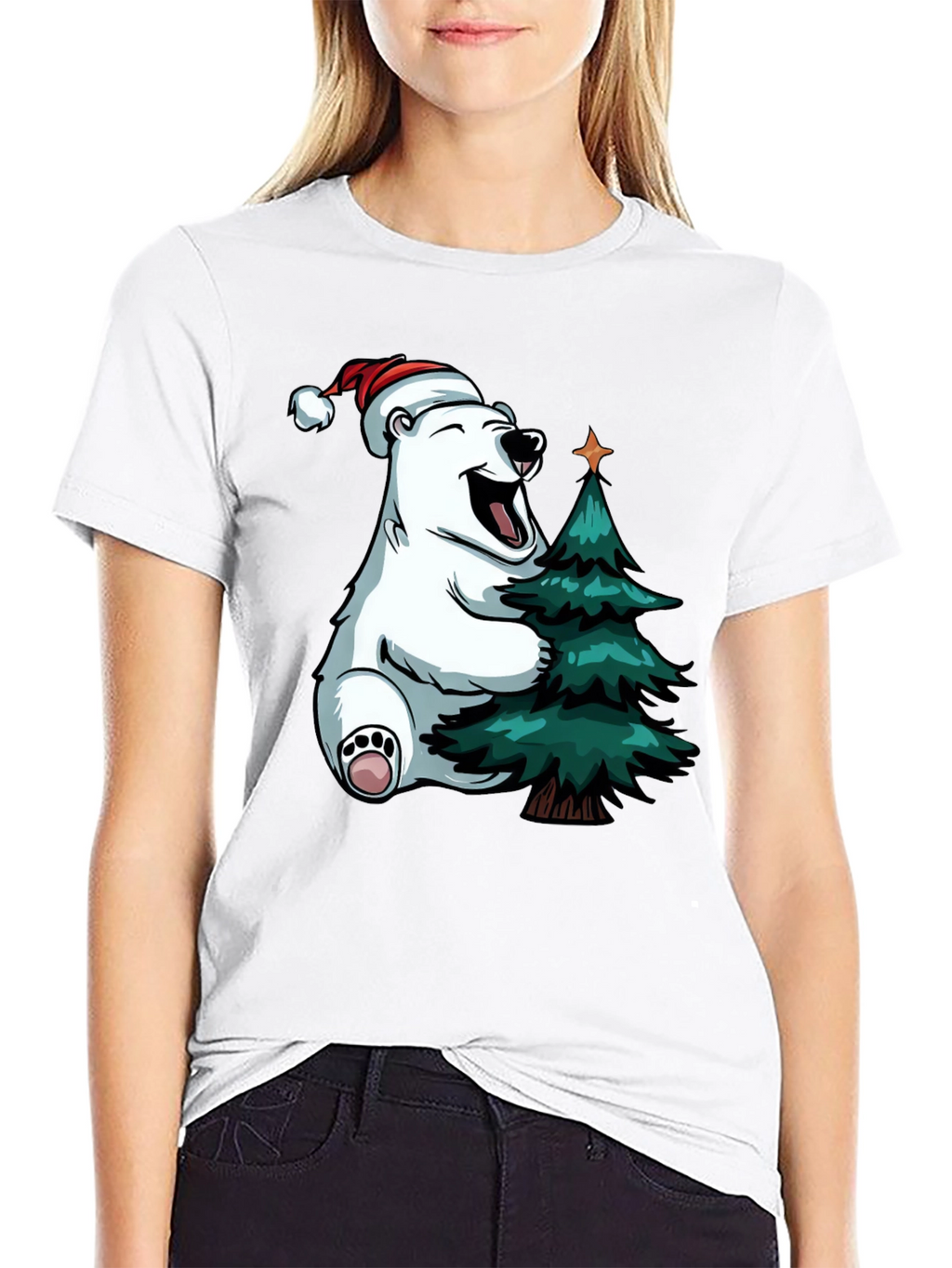 Festive Bear Hugs Christmas Tree - Holiday T-Shirt