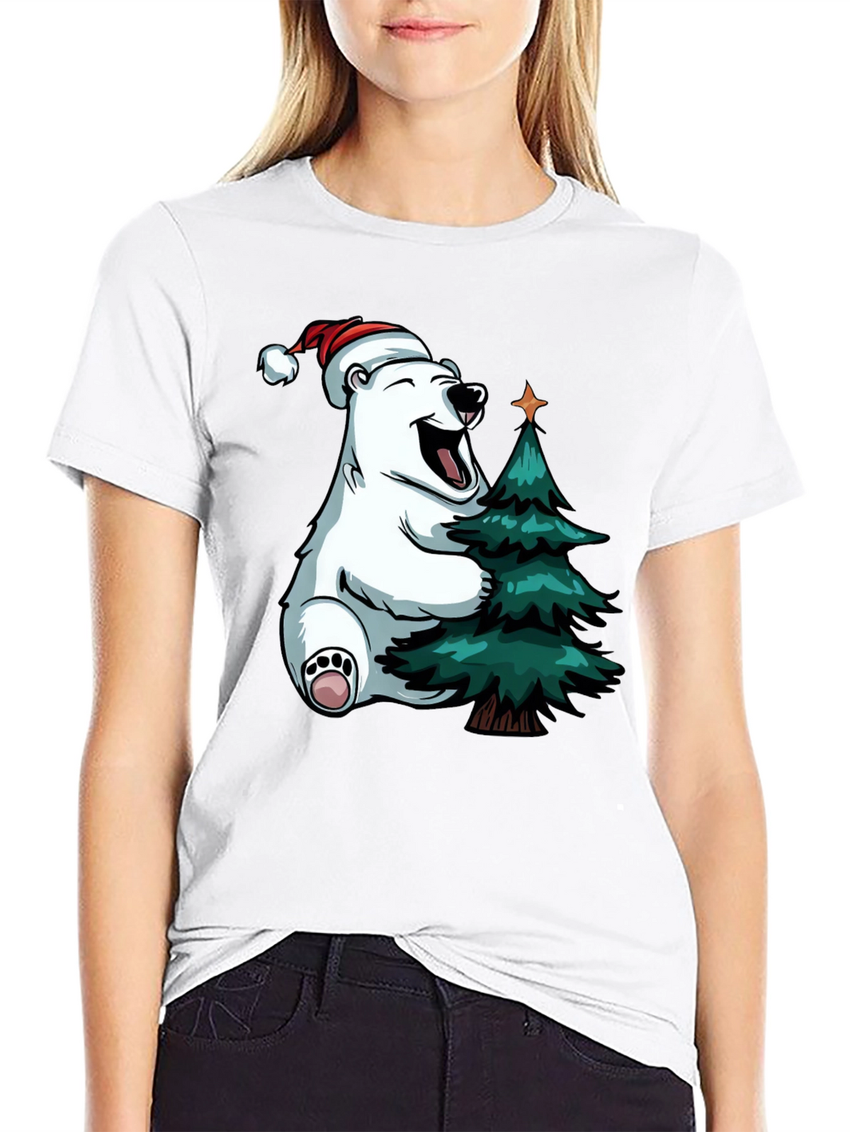 Festive Bear Hugs Christmas Tree - Holiday T-Shirt
