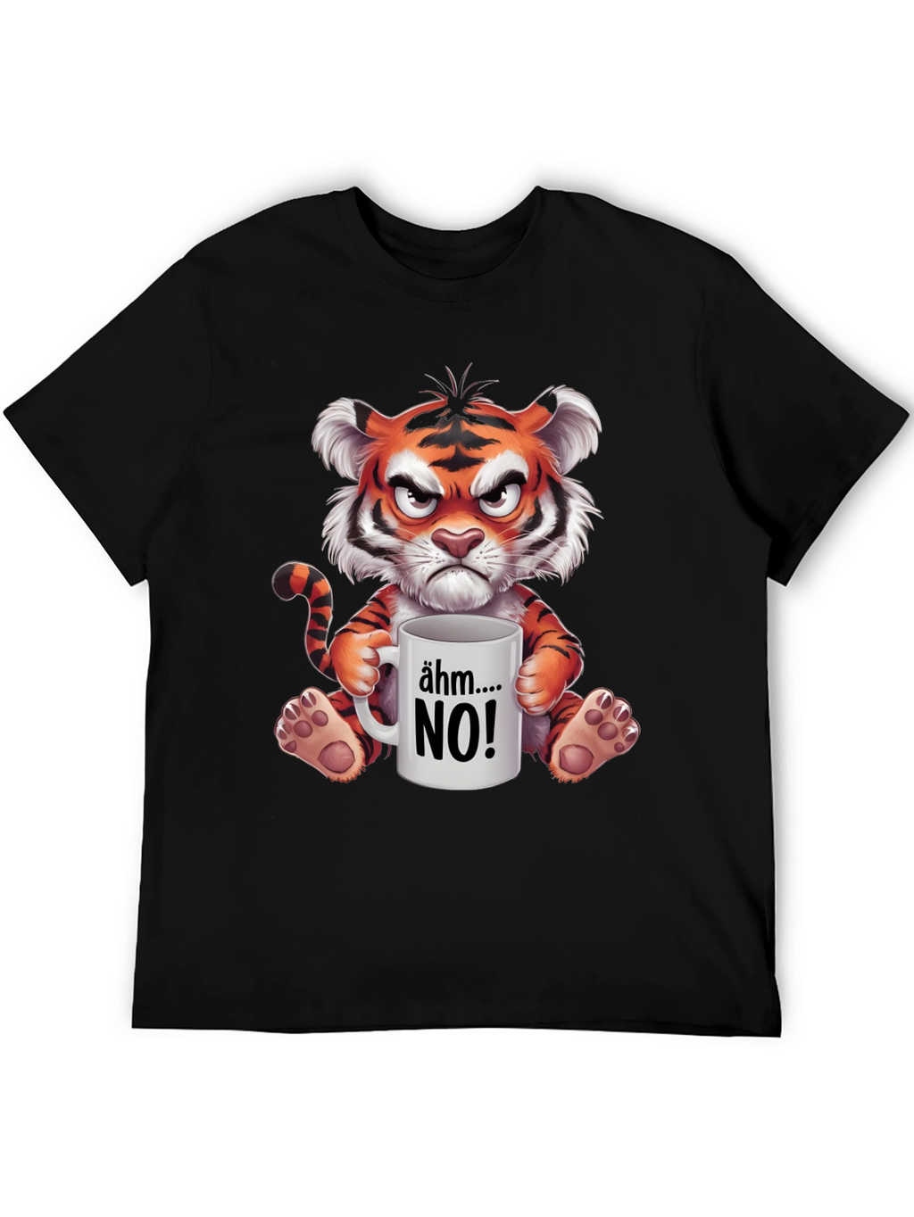 Grumpy Cartoon Tiger Graphic T-Shirt