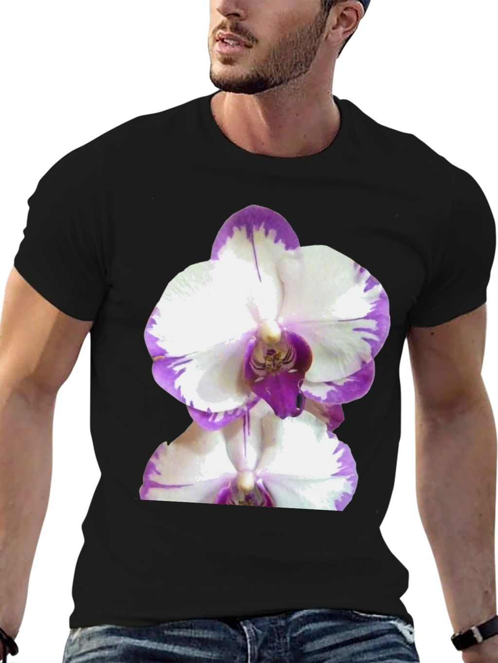 Orchid Graphic Tee - Black Cotton T-Shirt