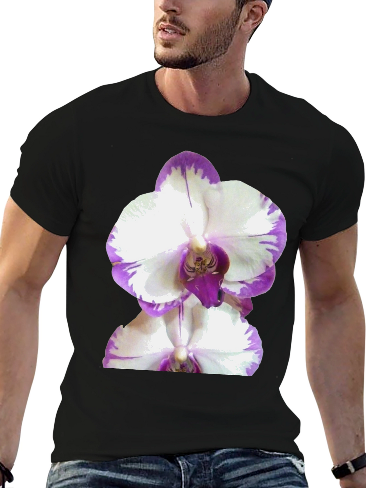 Orchid Graphic Tee - Black Cotton T-Shirt