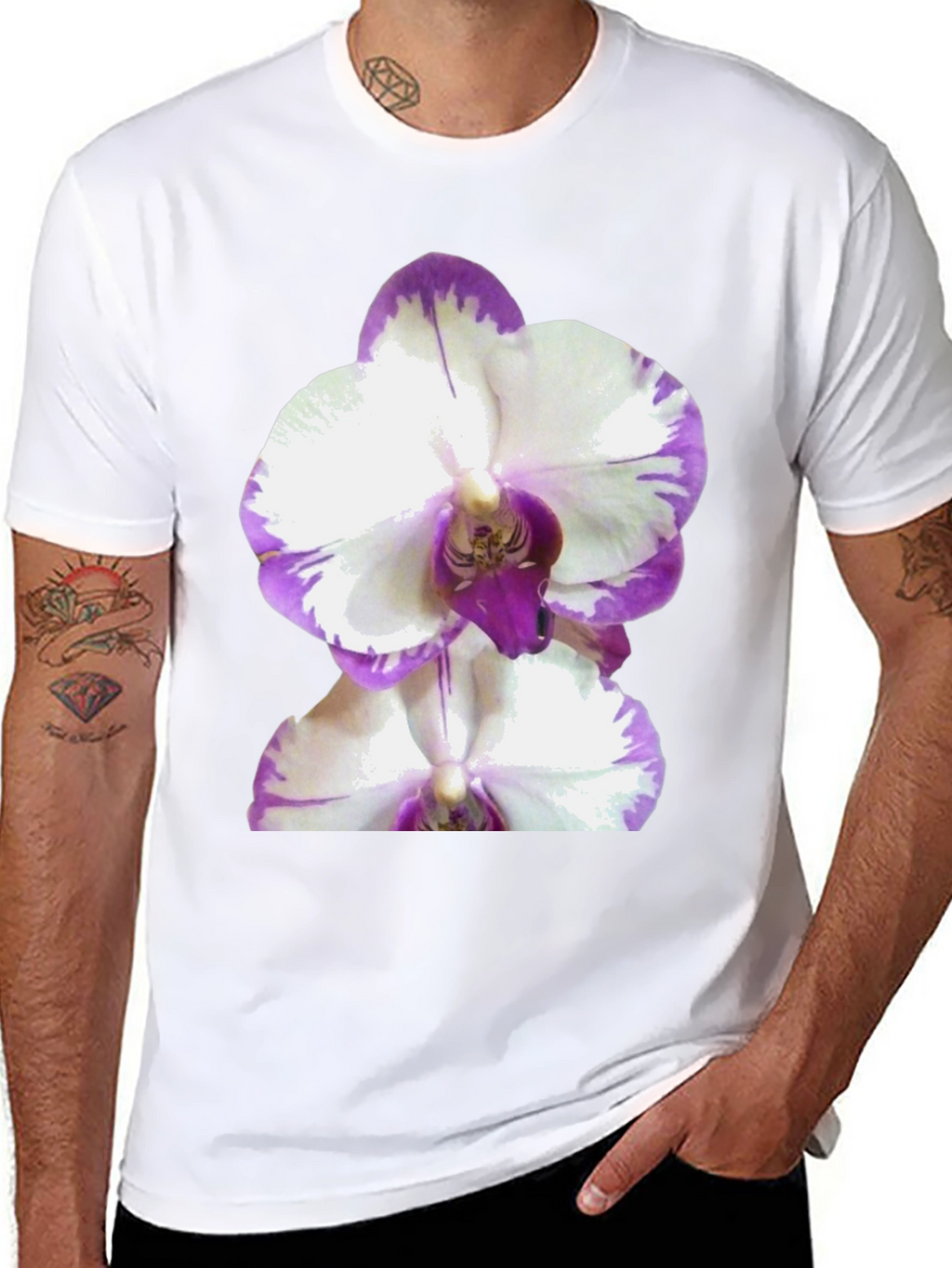Orchid Graphic Tee - Black Cotton T-Shirt
