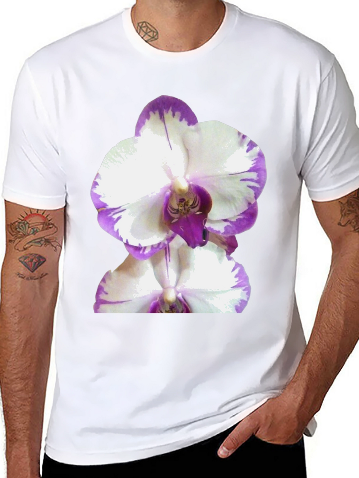 Orchid Graphic Tee - Black Cotton T-Shirt