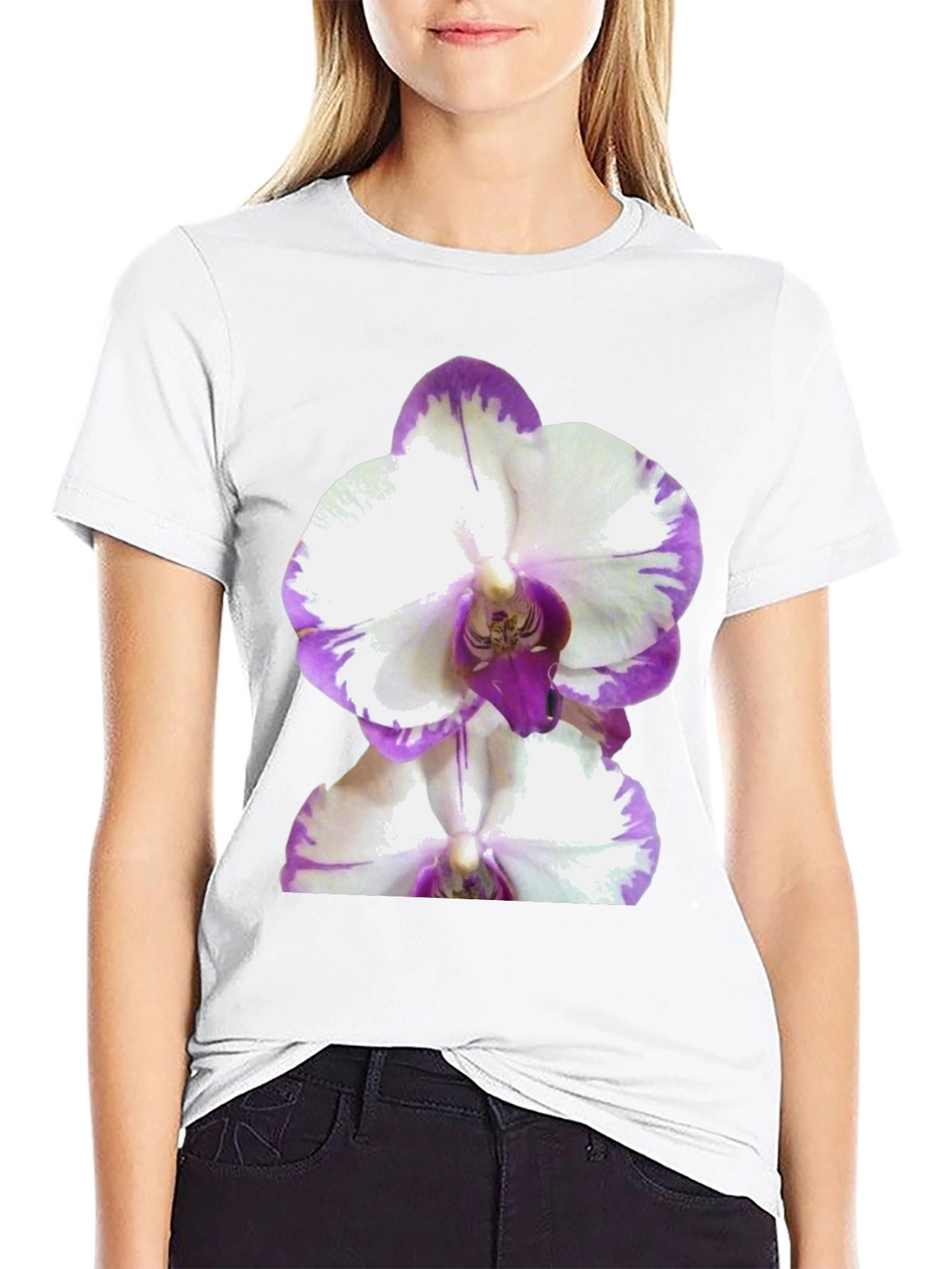 Orchid Graphic Tee - Black Cotton T-Shirt