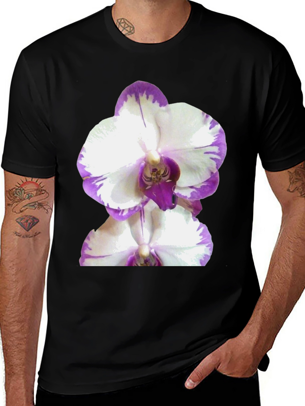 Orchid Graphic Tee - Black Cotton T-Shirt