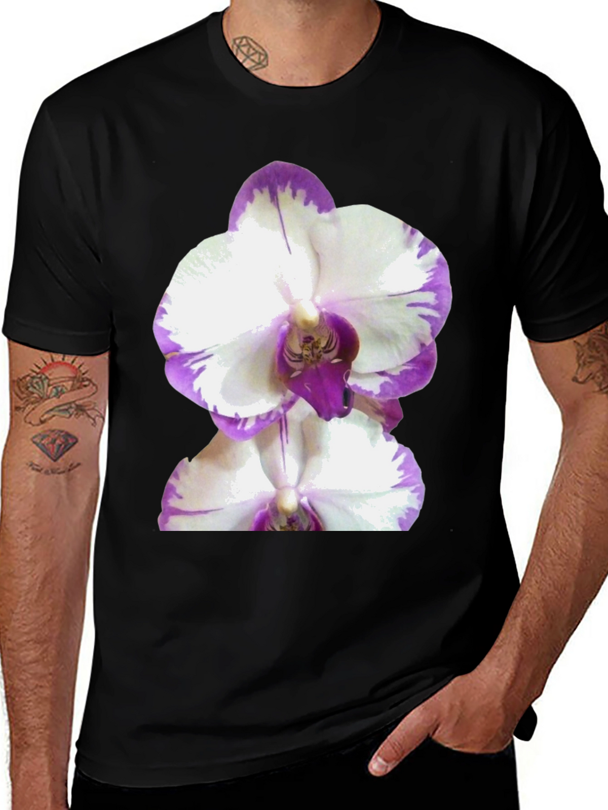 Orchid Graphic Tee - Black Cotton T-Shirt