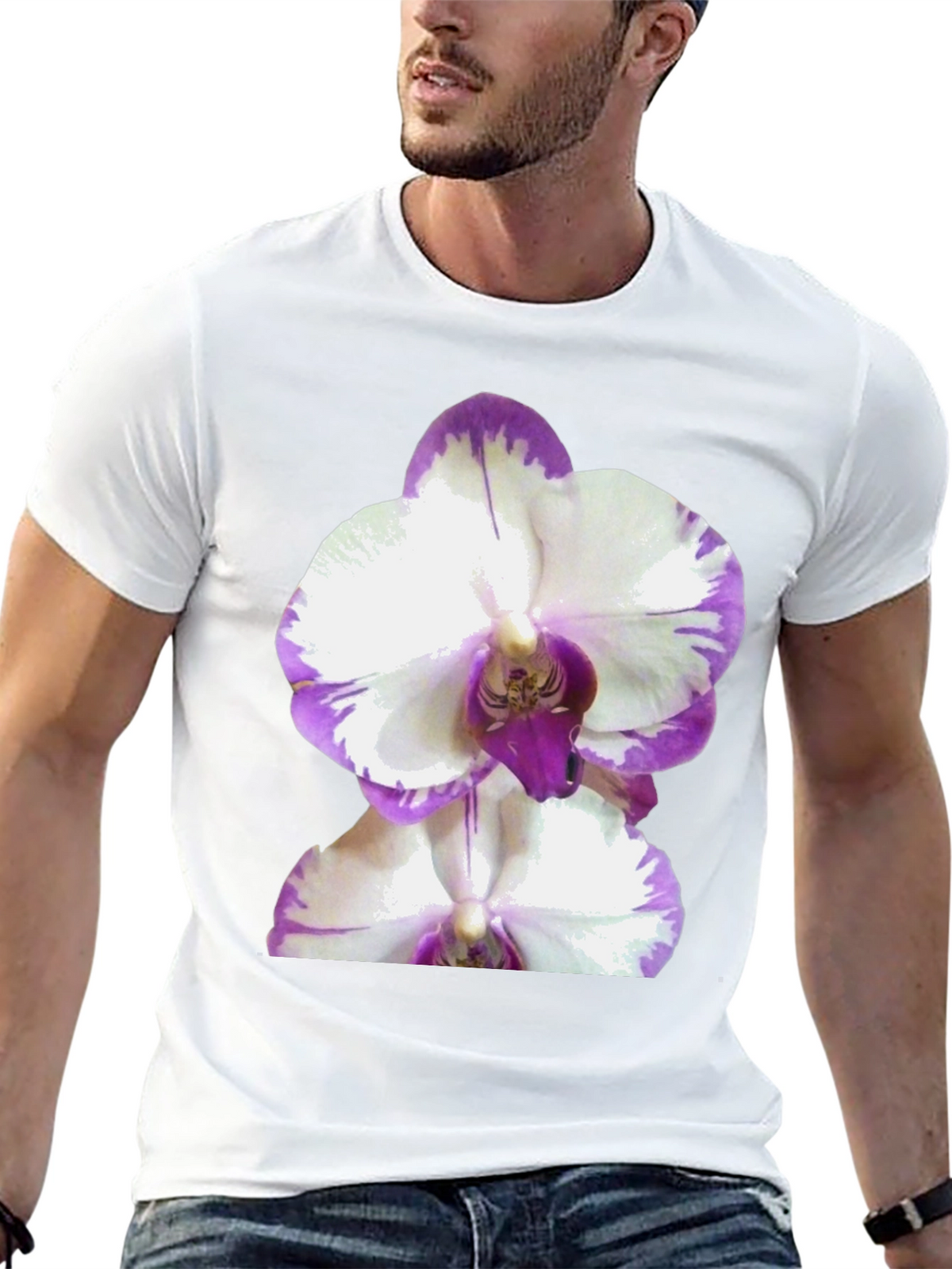 Orchid Graphic Tee - Black Cotton T-Shirt