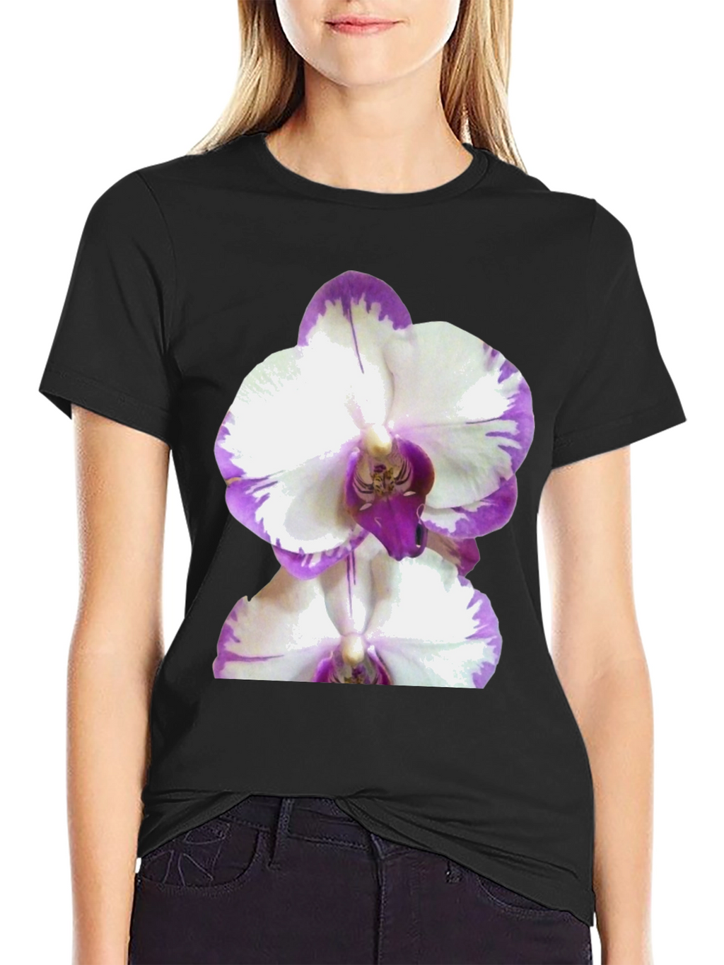 Orchid Graphic Tee - Black Cotton T-Shirt