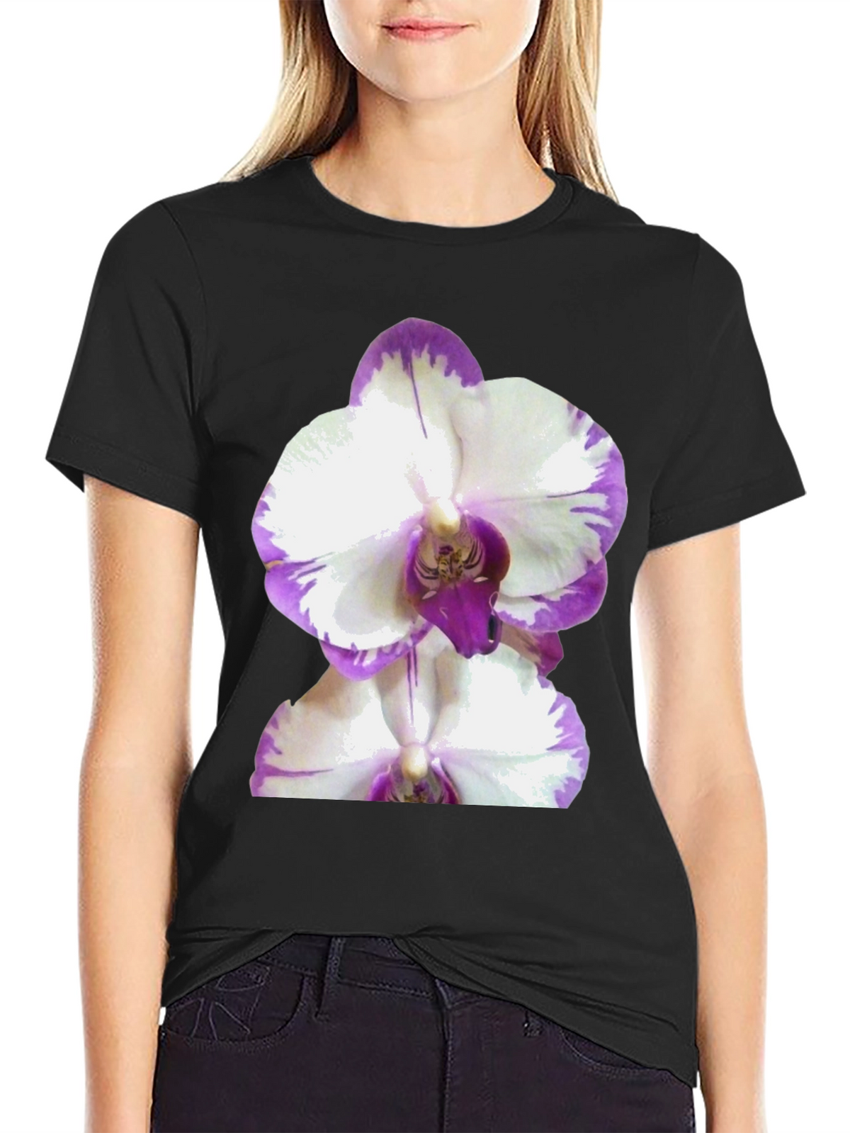 Orchid Graphic Tee - Black Cotton T-Shirt