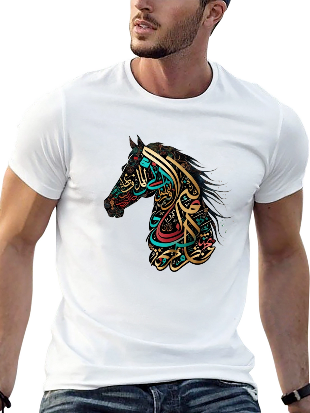Arabic Calligraphy Horse Graphic Tee