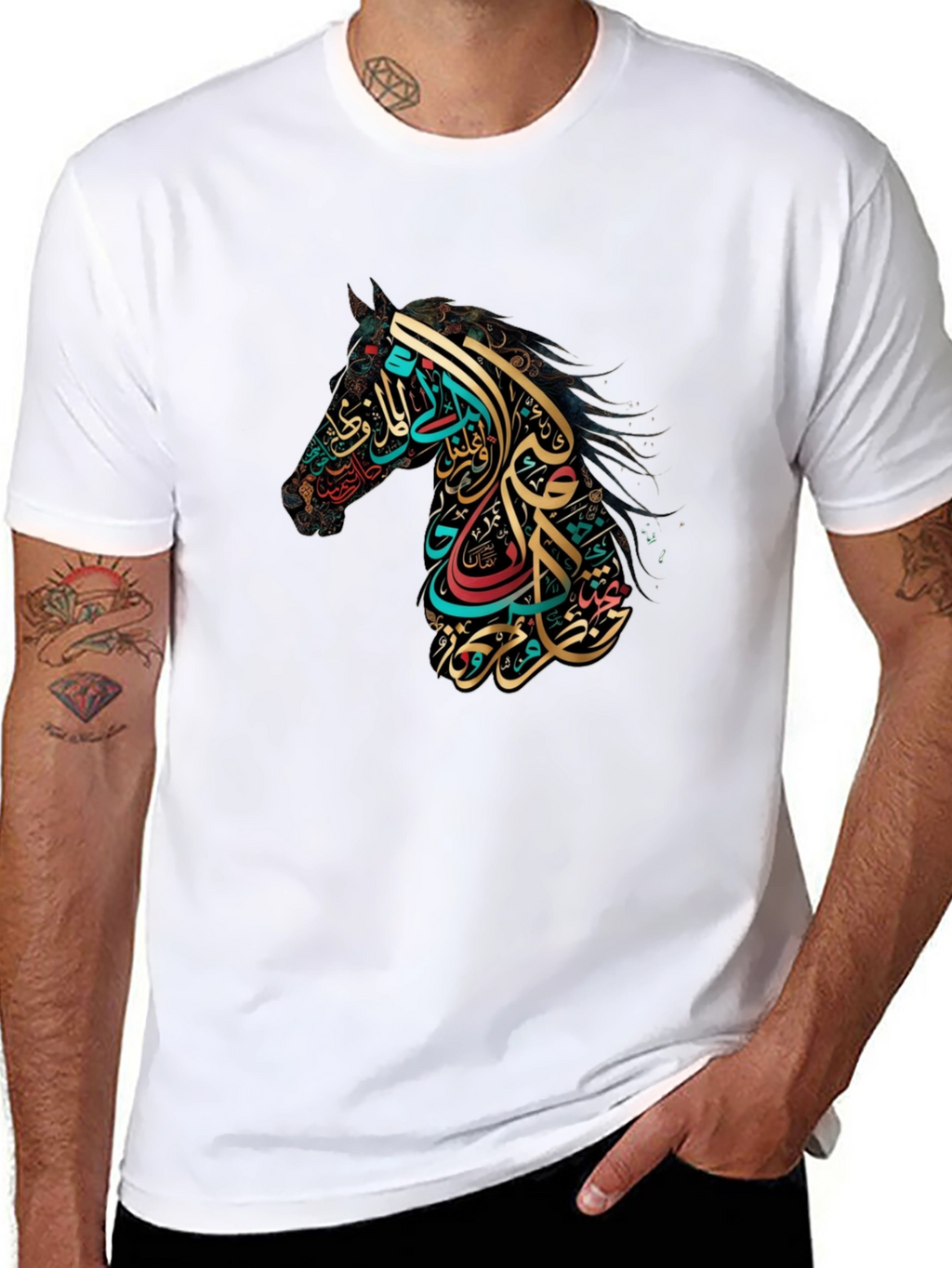Arabic Calligraphy Horse Graphic Tee