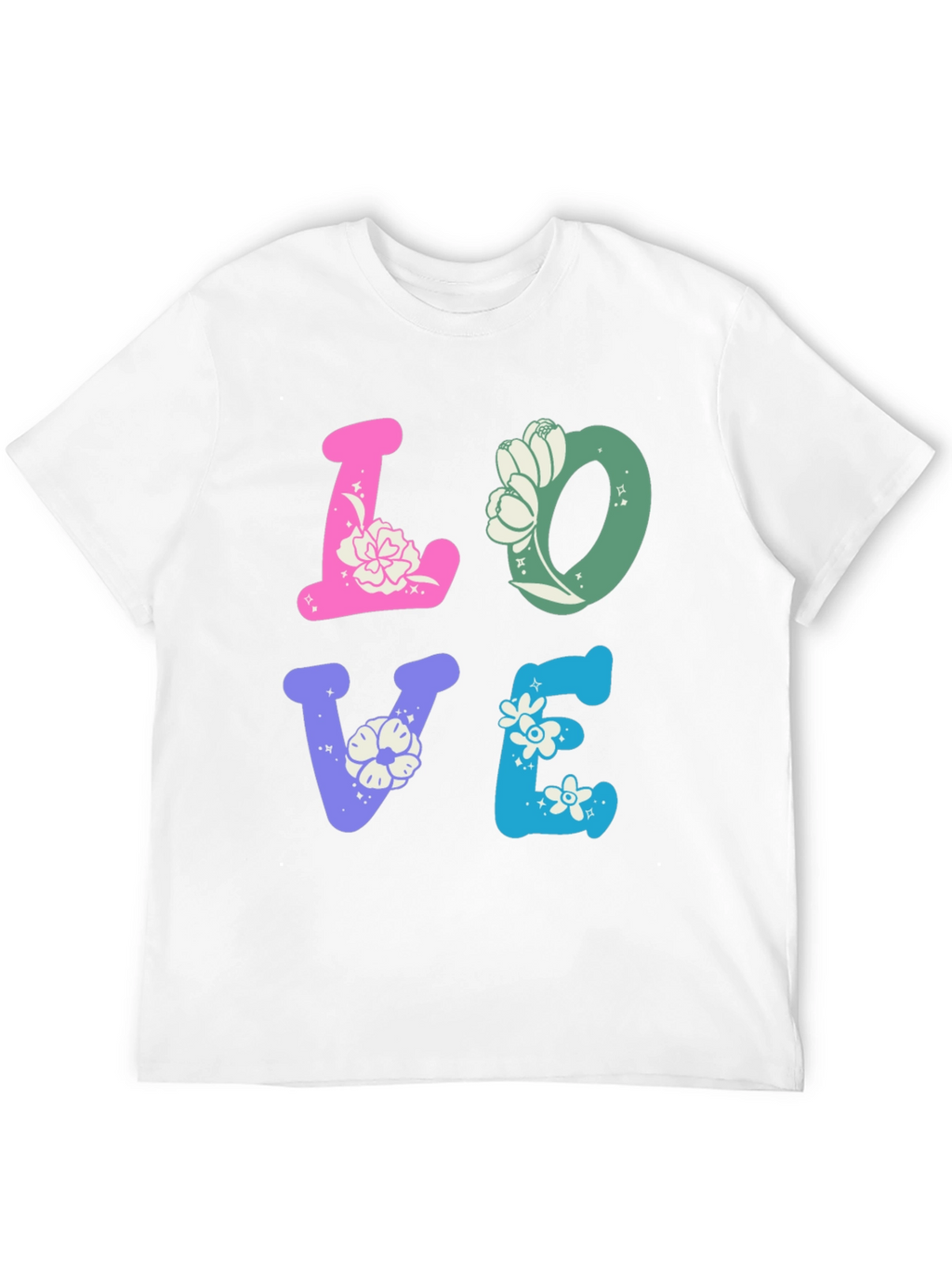 Floral LOVE Graphic Tee - Trendy Casual Shirt