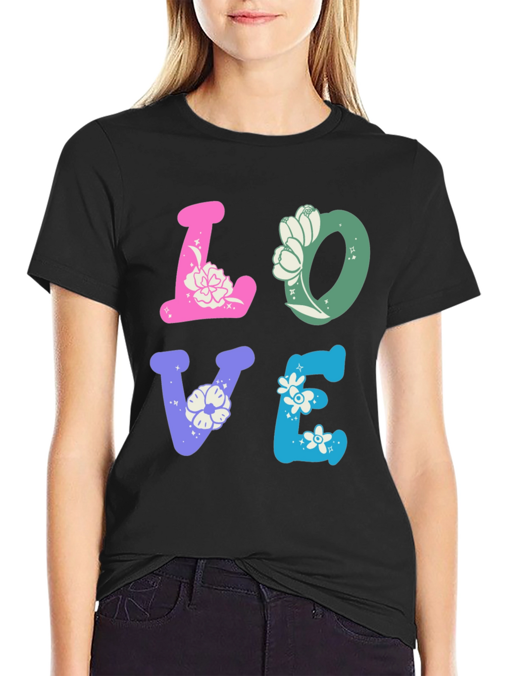 Floral LOVE Graphic Tee - Trendy Casual Shirt