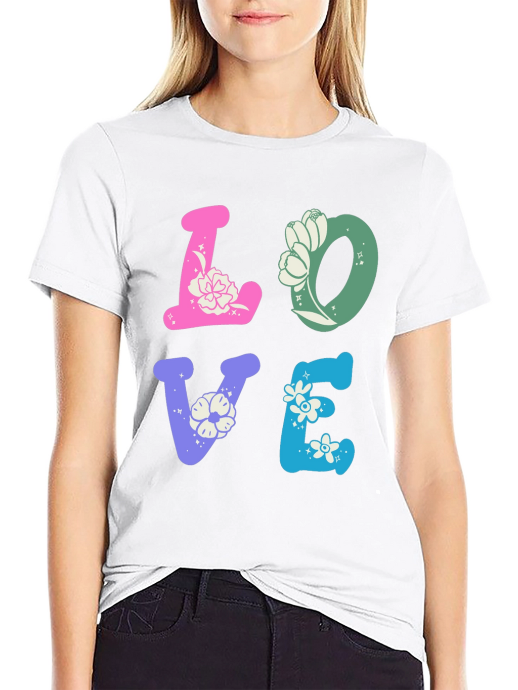 Floral LOVE Graphic Tee - Trendy Casual Shirt